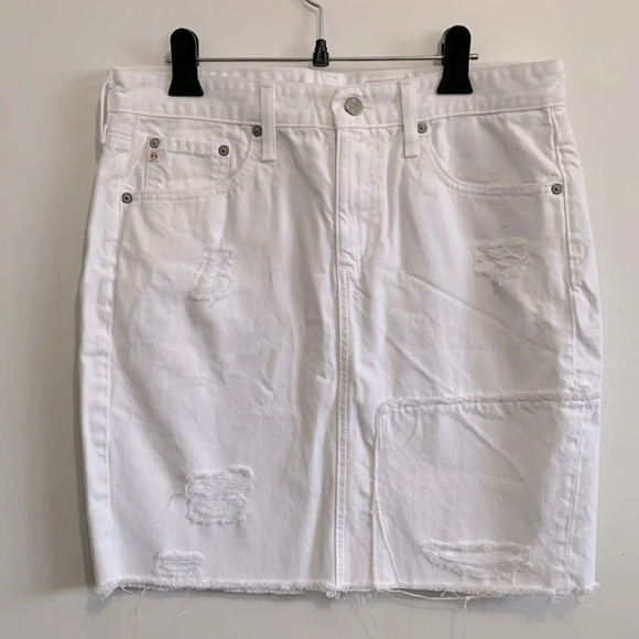 AG Adriano Goldschmied The erin pension/jean white distressed skirt size 30 - Picture 2 of 4
